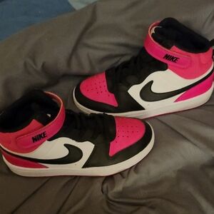 Nike Black and Pink High-Top Sneakers